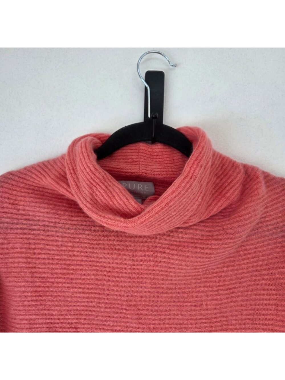 Pure Collection 100% Cashmere Turtleneck Sweater Coral Pink Women's 4 - Picture 3 of 6